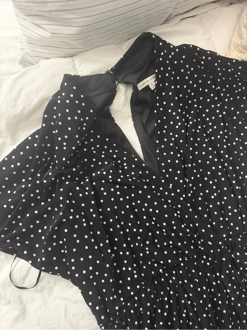 Sandra Darren Black Polka Dot Jumpsuit
